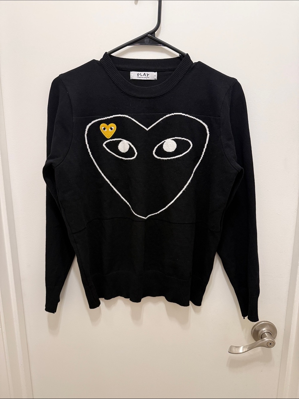 PLAY Comme des Garçons Black Knit Sweater Yellow Heart